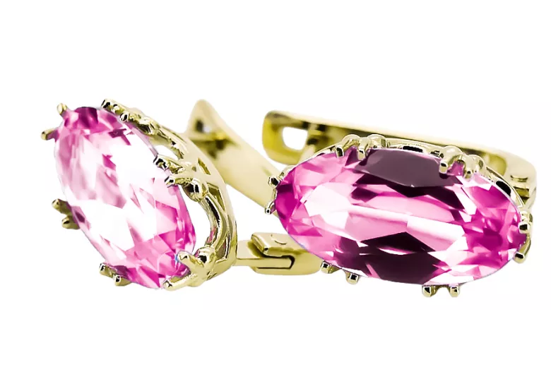 8K žluté zlato 333 Amethyst náušnice vec021x-am Russian Soviet USSR Vintage Jewlery Art Deco style